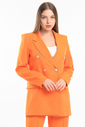 İçi Astarlı  Hürrem Kumaş Oversize Blazer Ceket | Ckt34236 Oranj