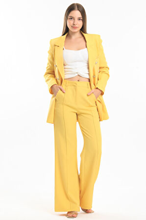 İçi Astarlı  Hürrem Kumaş Oversize Blazer Ceket | Ckt34236 Sarı