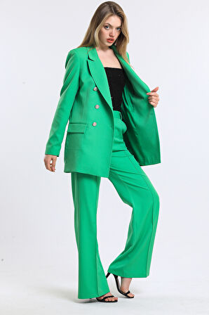 İçi Astarlı  Hürrem Kumaş Oversize Blazer Ceket | Ckt34236 Yesıl