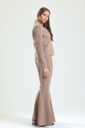 Kumaş Kaplama Kemerli Diz Altı Volanlı Pike Pantolon | PNT32971 Vızon