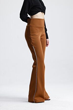 Yanları  Fermuarlı Scuba Büyük Beden  Pantolon | Pnt32751 Kahve