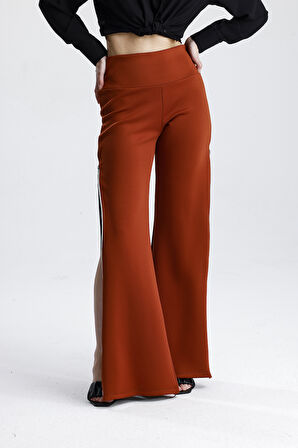 Yanları  Fermuarlı Scuba Büyük Beden  Pantolon | Pnt32751 KİREMİT