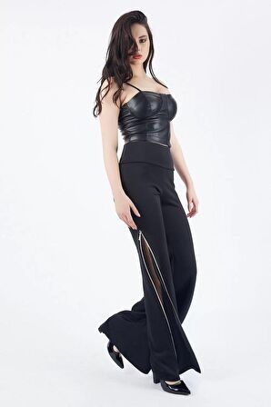 Sense Safran Yanlar Silver Fermuarlı Scuba Pantolon | Pnt32751