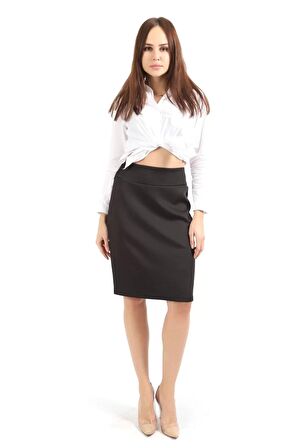 Sense Ekru Kalem Dalgıc Etek | Etk31439