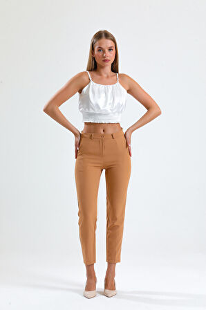Pantolon - Bilekte Atlas Kumas Pantolon | Pnt19003 Camel