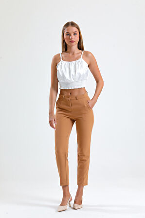 Pantolon - Bilekte Atlas Kumas Pantolon | Pnt19003 Camel