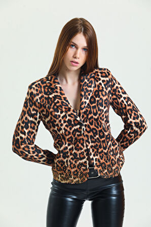 Leopar Desen Ceket | Ckt31787YN Siyah Kahve Leopar