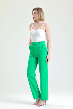 Yanı Cepli Hürrem Kumaş   Pantolon | Pnt34297 Yesıl