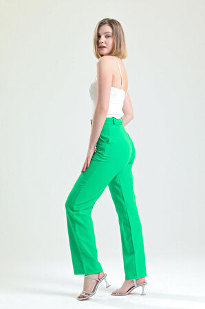 Yanı Cepli Hürrem Kumaş   Pantolon | Pnt34297 Yesıl
