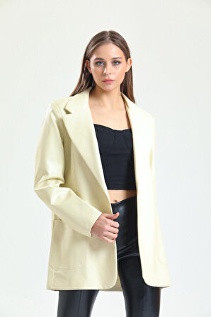 Kadın Suni Deri Ceket | Ckt33554 Ekru