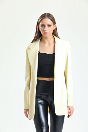 Kadın Suni Deri Ceket | Ckt33554 Ekru