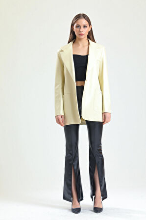 Kadın Suni Deri Ceket | Ckt33554 Ekru