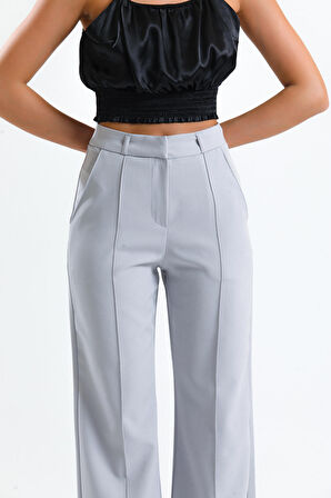 Süs Dikişli Hürrem Kumaş  Bol Paça Pantolon | Pnt34239 Grı