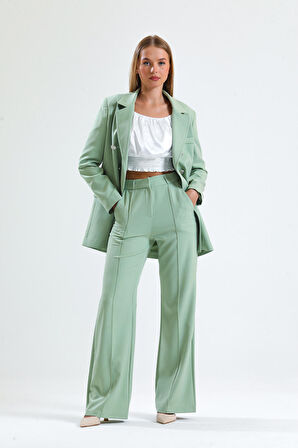 Süs Dikişli Hürrem Kumaş  Bol Paça Pantolon | Pnt34239 Küf Yeşili