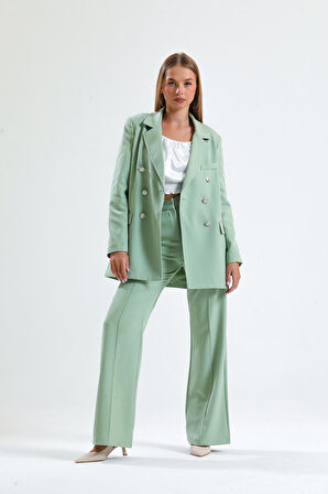 Süs Dikişli Hürrem Kumaş  Bol Paça Pantolon | Pnt34239 Küf Yeşili