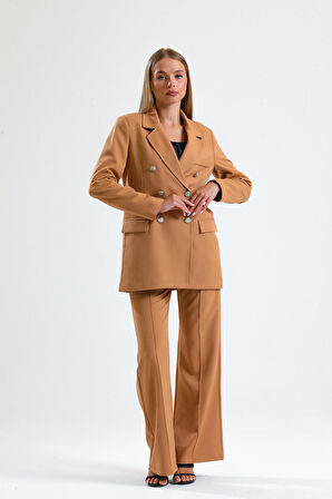 İçi Astarlı  Hürrem Kumaş Oversize Blazer Ceket | Ckt34236 Camel