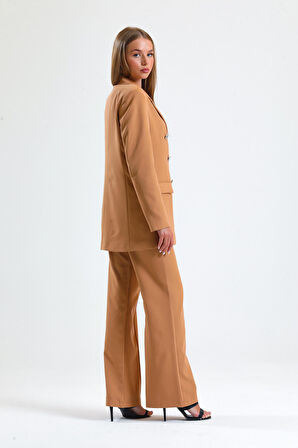 İçi Astarlı  Hürrem Kumaş Oversize Blazer Ceket | Ckt34236 Camel