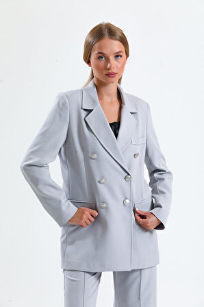 İçi Astarlı  Hürrem Kumaş Oversize Blazer Ceket | Ckt34236 Grı
