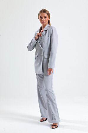 İçi Astarlı  Hürrem Kumaş Oversize Blazer Ceket | Ckt34236 Grı