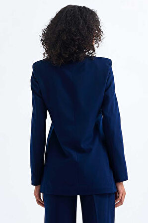 İçi Astarlı  Hürrem Kumaş Oversize Blazer Ceket | Ckt34236 Lacıvert