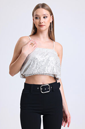 Pul Payet Abiye Büstiyer | BUST34023 Gumus