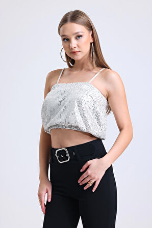 Pul Payet Abiye Büstiyer | BUST34023 Gumus