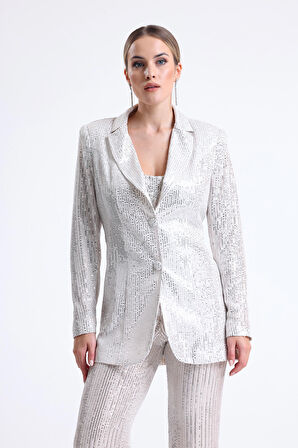 İçi Astarli  Payet Abiye  Ceket | Ckt34262 Bej