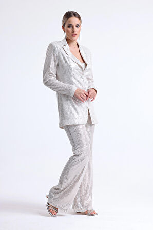 İçi Astarli  Payet Abiye  Ceket | Ckt34262 Bej