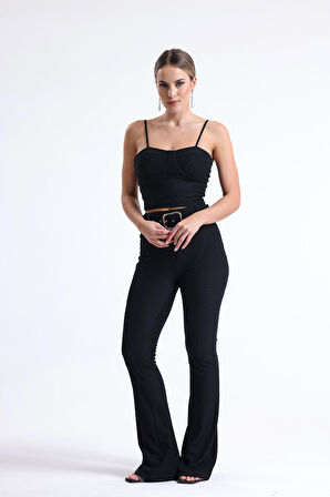 Kemer Detaylı Ottoman Pantolon | Pnt34753 Siyah