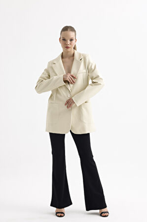 Kadın Suni Deri Ceket | Ckt33554 Vanilya