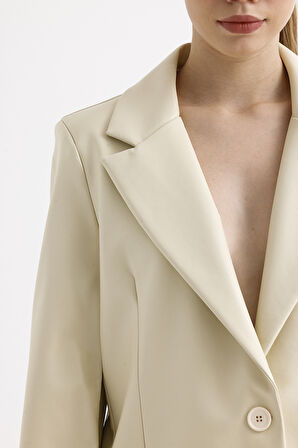 Kadın Suni Deri Ceket | Ckt33554 Vanilya