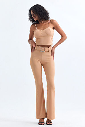 Kemer Detaylı Ottoman Pantolon | Pnt34753 Camel