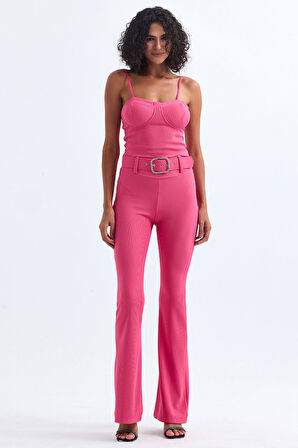Kemer Detaylı Ottoman Pantolon | Pnt34753 Pembe