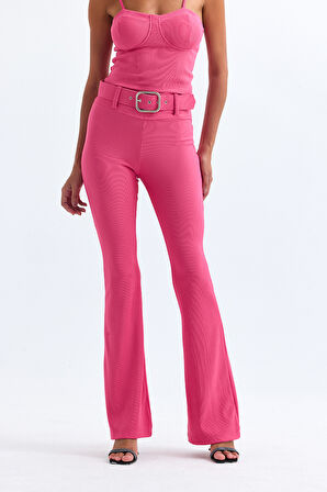 Kemer Detaylı Ottoman Pantolon | Pnt34753 Pembe