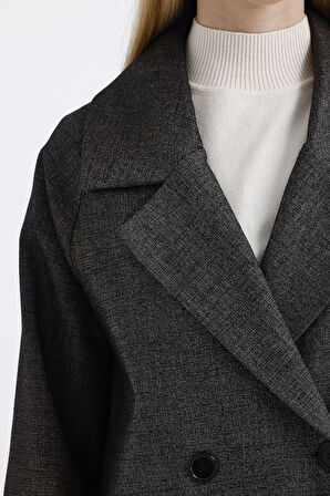 Astarlı Uzun Desenli  Trençkot | KBN35234 Antrasit