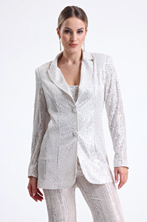 İçi Astarli  Payet Abiye  Ceket | Ckt34262 Bej