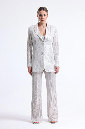 İçi Astarli  Payet Abiye  Ceket | Ckt34262 Bej