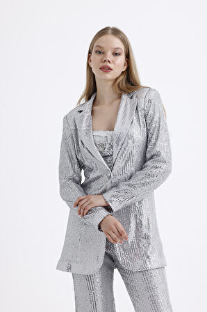 İçi Astarli  Payet Abiye  Ceket | Ckt34262 Grı