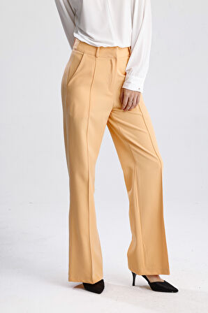 Süs Dikişli Hürrem Kumaş  Bol Paça Pantolon | Pnt34239 Somon