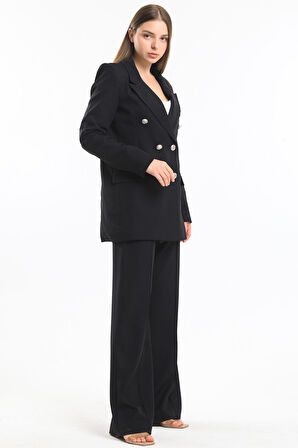 İçi Astarlı  Hürrem Kumaş Oversize Blazer Ceket | Ckt34236 Siyah