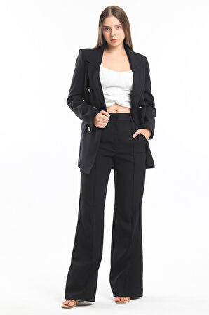 İçi Astarlı  Hürrem Kumaş Oversize Blazer Ceket | Ckt34236 Siyah