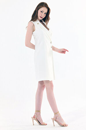 İçi Astarlı Kolsuz Hürrem Uzun Ceket | Ckt35288 Beyaz