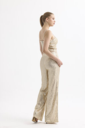 Beli Lastikli  Payet Abiye Pantolon | Pnt35233 Gold