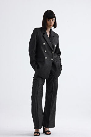 Astarlı Kruvaze Mevsimlik  Kadın Takım Elbise | CKT35837 Antrasit