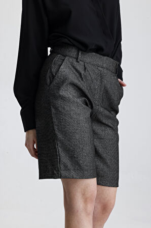 Metal Fermuarlı Bermuda Şort | ŞRT35934 Antrasit