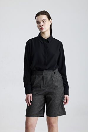 Metal Fermuarlı Bermuda Şort | ŞRT35934 Antrasit