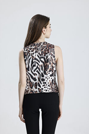 FİLOTA CEPLİ PAYET UZUN ABİYE  YELEK | YLK35892 Kaplan