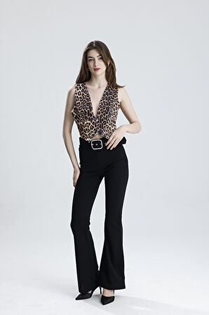 Astarlı Kumaş Kaplama Düğmeli Payet Abiye Yelek | Ylk36126 KZIL LEOPAR