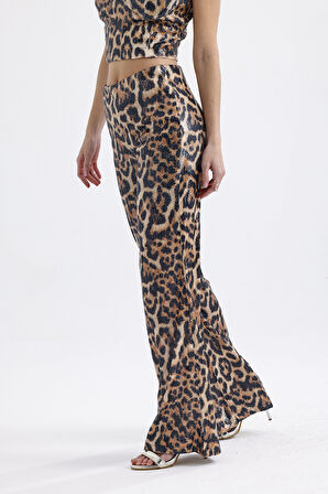 Abiye Takım Elbise | Ceket | Pantolon | Büstiyer 3 Lü Takım TK34264 Büyük Kızıl Leopar
