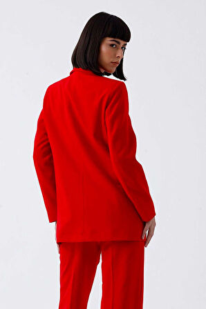 İçi Astarlı  Hürrem Kumaş Oversize Blazer Ceket | Ckt34236 Kırmızı